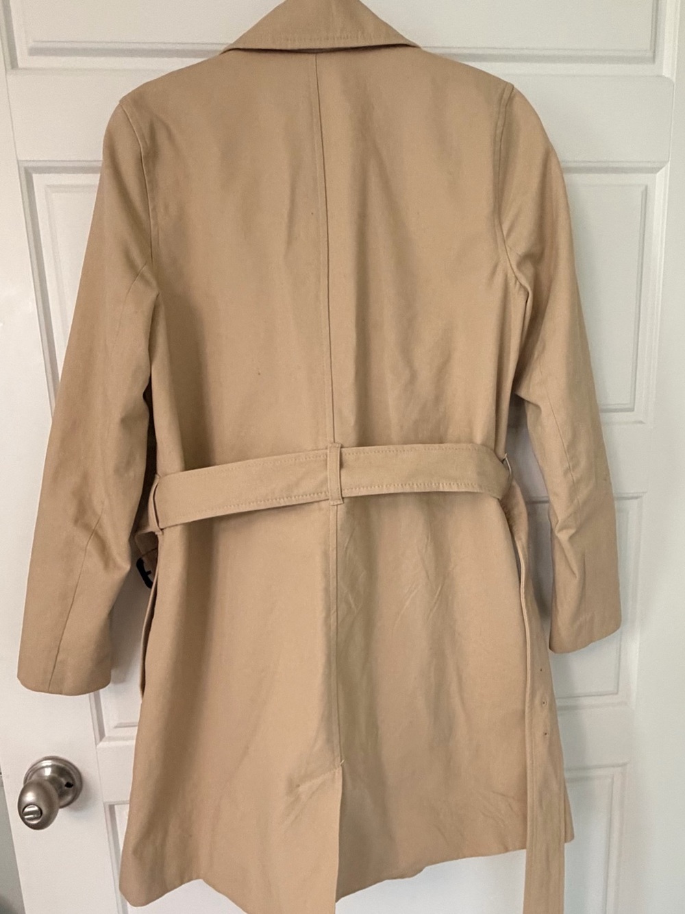 J Crew Classic Tan Belted Rain Coat size 00 - Picture 7 of 8